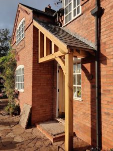 Bespoke oak entrance canopy Handcrafted timber detailing Built to elevate curb appeal Creative Finish Carpentry Coventry & Warwickshire